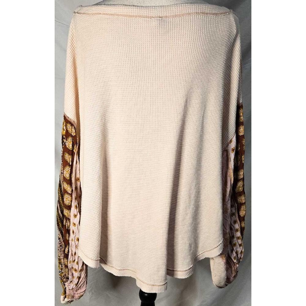 Free People We the Free Blossom Thermal Long Sleeve Floral Beige Mustard Yellow - Picture 4 of 6